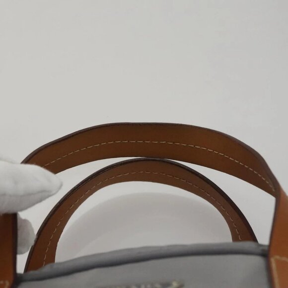 PRADA Hand Bag Nylon Leather Gray Brown Silver Auth 110687 - Picture 9 of 14